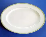 Waterford Golden Apple Oval Serving Platter 15" Green Gold Band New No box
