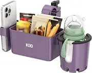 Stroller Cup Holder with Snack Tray, 3-in-1 Universal Stroller Tray with & Phone Holder, Removable Drink Holder, 360 Rotation Tray Attachment for Nuna, Wheelchair, Bike, Walker, Scooter (Purple)