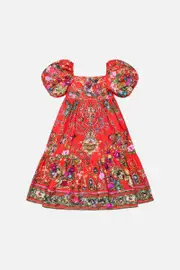 KIDS MIDI DRESS WITH PUFF SLEEVE JUST ONE BITE SNOW WHITE