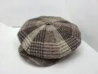 CITY SPORT BP1 BROWN PLAID HARRIS TWEED APPLE NEWSBOY CAP ( IVY GOLF FLAT )