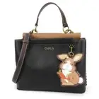 NEW Chala Converts Satchel Crossbody Tote Black Bag Vegan Bunny Rabbit