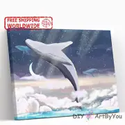 Paint By Numbers Kit Whale Ocean Animal Canvas Home Oil Kids Beginner Brush Draw