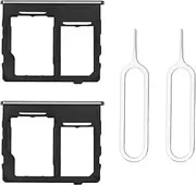 2 Sets of Dual SIM Card Slot Tray Holder Micro SD Card Holder Replacement with SIM Pin Compatible with Samsung Galaxy A32 5G 2021, Black
