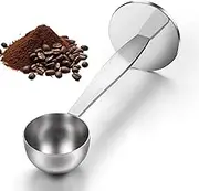 FUNCYboo 2-in-1 Coffee Scoops, Coffee Powder Scoop 304 Stainless Steel Tablespoon Measure Spoon with Pressed Bottom for Coffee Measuring and Tamping (Silver 15 ml)