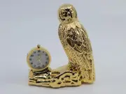 Miniature Collezio Quartz Desk Owl Clock Solid Brass New Needs Battery Heavy