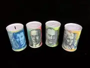 4pc Money Tin Box Australian Money Bank Note Design Souvenir 8x12.5cm BULK Small