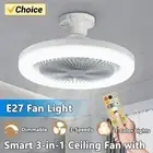 Smart3-in Ceiling Fans with Light Remote Control and Lamp Fan E27 Converter Base