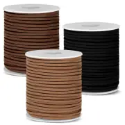 3 Rolls Flat Leather String Cord, Suede Ribbon for Jewelry Making, Leather Tw...
