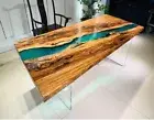 Clear Blue Epoxy Resin Dining Table Top, Epoxy Resin Center Table Top, Wood Deco
