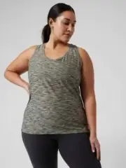 NEW ATHLETA PLUS ULTIMATE SCOOP MESH TANK TOP SPACEDYE MESH OLIVE 3X