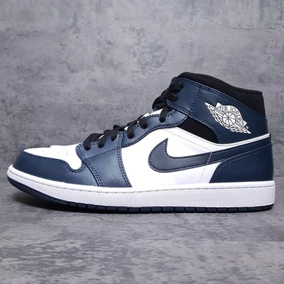 AIR JORDAN 1 Mid Basketball Shoes Mens Size 9 Armory Navy White 554724-411