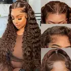 Chocolate Brown Lace Front Wigs Human Hair 13x4 Water Wave Lace Front Wig Pre...