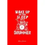 MUSIC JOURNAL: WAKE UP ON SLEEP DRUMMER DRUM SET CLOCK COOL CHRISTMAS GIFT - RED RULED LINED NOTEBOOK - DIARY, WRITING, NOTES, GRATIT