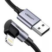 UGREEN Angled Lightning To USB 2.0 A Male Cable(90° Angle) - 1M Black