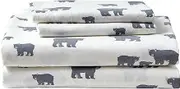 Eddie Bauer - Queen Sheets, Cotton Flannel Bedding Set, Brushed for Extra Softness, Cozy Home Decor (Bear Family, Queen)