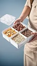 Honwor Elegant 4-Compartment Divided Serving Tray with Lids - Versatile Storage for Snacks, Fruits, Vegetarian Treats, Candies & Party Appetizers