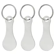3Pcs Shopping Trolley Token Key Ring, 2.2 Inch Cart Remover, Silver Tone