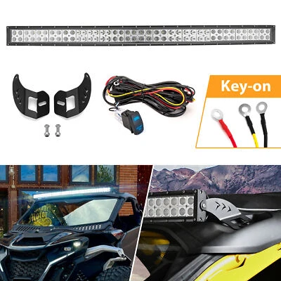 WSAYS For Can Am Maverick R/R Max Roof 42" LED Light Bar Mount Key-On Wire Kit