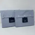 Ralph Lauren Twin ORGANIC Cotton Percale Fitted & Flat Sheet Oxford Solid Blue