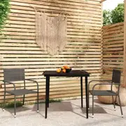 3 Piece Garden Dining Set Grey