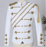 Black White Jacket Stage Costumes Men Sequins New Banquet Guest Stand-Up Collar