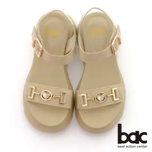 【bac】一片式金屬裝飾舒適腳床厚底涼鞋