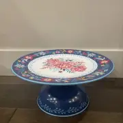 Pioneer Woman ~ 5.25" x 11.75" ~ Enamel ~ Pie ~ Cake Plate ~ KEEPSAKE FLORAL