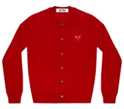 [COMME des GARCONS PLAY] 女式紅色徽章開衫