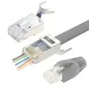 VCELINK Cat7 Cat6A RJ45 Pass Through Connectors Shielded 30-Pack, Grey