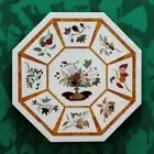30" White Marble Console Coffee Table Top Mosaic Inlay Handcrafted Elegance Arts