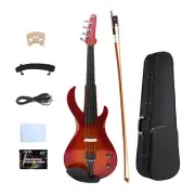 16inch 4 Strings Electric Viola Solid Wood Ebony Fittings Case Bow Guitar Shape