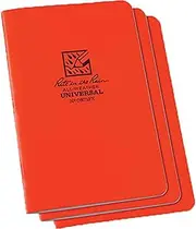 Rite in the Rain Weatherproof Stapled Notebook, 4.625" x 7", Orange Cover, Universal Pattern, 3 Pack (No. OR71FX)