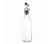 Olive oil dispenser bottle, kitchen oil bottle, square tall glass oil bottle