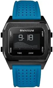 [MAXUM] Men's Raglan Black Case, Black Dial, Blue Silicone Strap MW23104G05 Sport Watch, Black/Blue, 40mm