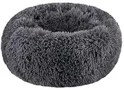 BODISEINT Modern Soft Plush Round Pet Bed for Cats or Small Dogs, Mini Medium Sized Dog Cat Bed Self Warming Autumn Winter Indoor Snooze Sleeping Cozy Kitty Teddy Kennel (20''D x 8'' H, Dark Grey)