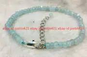 2x4mm Faceted Light Blue Aquamarine Gemstone Rondelle Beads Fine Bracelet 7.5''