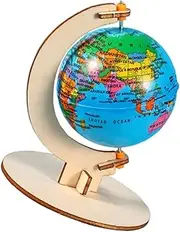 Handmade Wooden Boys and Girls' Science Craft Globe Educational Earth Model for Children's Diy Learning Toy