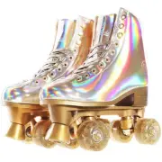 JajaHoho Roller Skates for Women, Holographic High Top PU Leather Rollerskate...