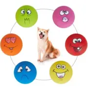 6 Pcs/Set Smile Face Dog Squeaky Toys Soft Latex Squeak Balls for Puppy