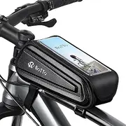 [ROTTO] Bike Frame Bag Phone Holder Waterproof Bicycle Top Tube Bag Hard Shell with Sensitive Touch Screen for Phone Up to 7"