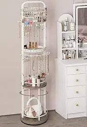 [SOLIMINTR] Jewelry Holder Organizer, Floor Jewelry Organizer with Earring Organizer Necklace Holder, Rotating Jewelry Stand Necklace Display Earring Storage, Large Hanging Jewelry Tree for Jewlery Bracelet Ring