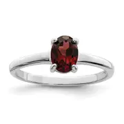 Sterling Silver Rhodium Garnet Ring