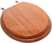 Designer Solid Round Toilet Seat in Oak Brass