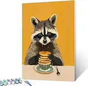 Funny Animals Raccoon Paint by Numbers Kits on Canvas Creative Animal Afternoon Tea Party DIY Oil Painting for Adults Beginner with Brushes Acrylic Pigment Paint Home Wall Art Decor16x20 Frame