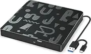 BlueFire USB C Laptop Drive, External CD DVD Drive, High Speed Data Transfer, Compatible with Window 11/10/8/7, Laptop, PC