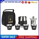 Camping Tea Set Stainless Steel Portable Tea Set for Outdoor Hiking (Silver Set)
