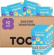 Tochi Gourmet Popcorn Snacks - Black Sesame Flavor - Using Large Popcorn Kernels, Popcorn balls, Gluten Free, Non GMO Corn, All natural, Healthy Pop Corn Individual Bags, Made with Coconut Oil - 2.8