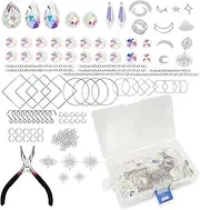 200 Pcs Crystal Suncatcher Kits, DIY Hanging Crystals Pendants for Adult Crafts, Sun Rainbow Maker Catchers with Crystals, Prisms Sun Catcher Beads Indoor Window Outdoor Wedding Decor (Sliver)