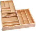 27 Inch Wide 2 Tiered Kitchen Utensil & Cutlery Pullout Drawer Tray Organizer, 3