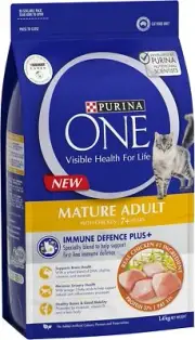 PURINA One Cat Mature Adult Senior 7+ Dry Food Chicken 1.4kg Immune Defence Plus